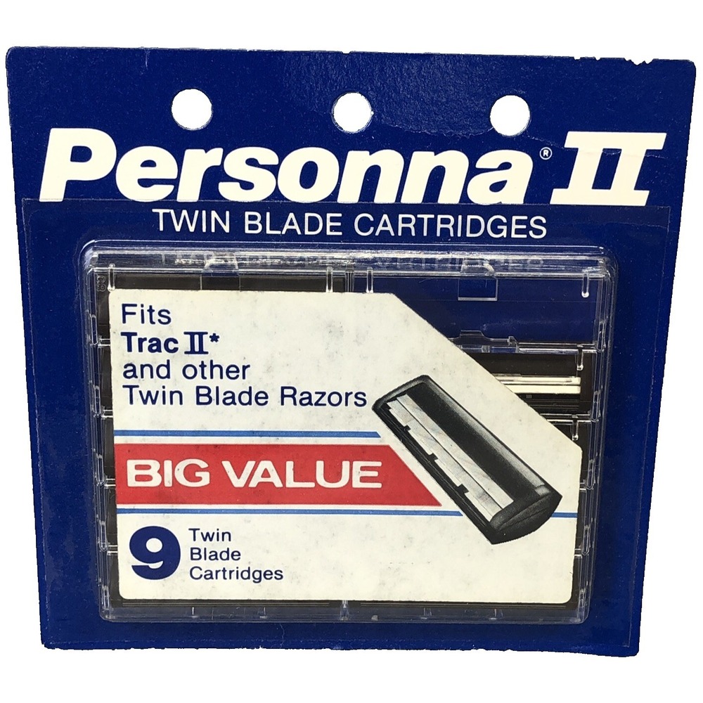 Vintage Personna 2 Razor Blades Twin Blade Cartridge Trac II USA NOS New 9 Pack